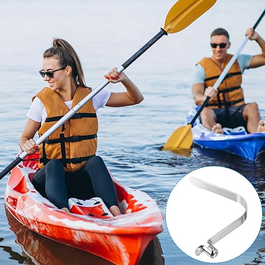 PATIKIL 8x5.5mm Kayak Paddle Snaps, 16 Pack Tent Pole Clips Steel V Shaped Single Pin Push Button Spring Clips Lock Tube Pole Clips for Camping Awning