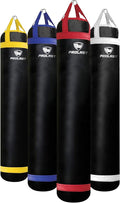 PROLAST Heavy Punching Kicking Bag for Adults, Boxing, MMA, Martial Arts, Muay Thai, Strength Training Equipment, Filled, 6ft, 150 lbs, Colored Trim Strap, Rhino Logo