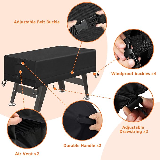 Kovshuiwe Foosball Table Cover - Outdoor, Waterproof, Heavy Duty Rectangular Patio Football Game Table Cover - 63"x45"x20"(LxWxH)