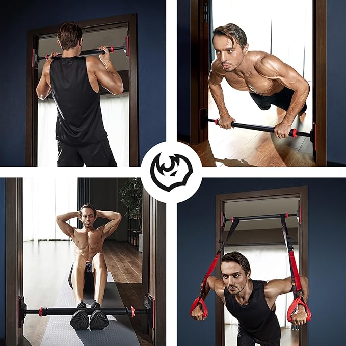 FitBeast Pull Up Bar for Doorway, Strength Training Pullup Bar with No Screws, Chin Up Bar with Adjustable Width Locking Mechanism, Doorway Pull Up Bar Max Load 600lbs for Home Gym