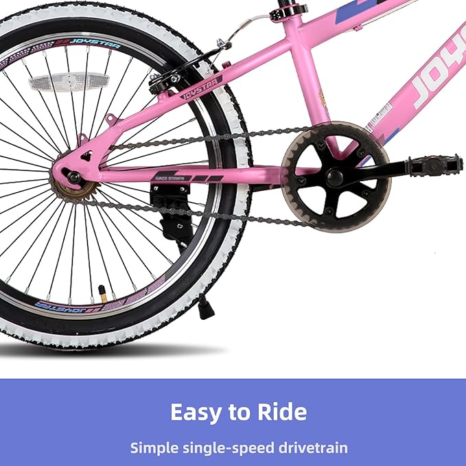 JOYSTAR Lubbock 20 24 Inch Kids Bike for Boys & Girls Ages 7-12 Years Hardtail Mountain Bike for Kids with 1-Speed/7-Speed Drivetrain, White Wall Knobby Tires, Kids' Bicycle
