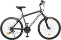 26-inch Mountain Bike, Iron Frame, 7/21-Speed Front and Rear V-Brakes MTB with Lock-Out Suspension Fork for Men and Women Black