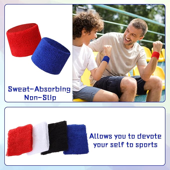 Lounsweer 72 Pcs Bulk Sports Wristbands - Sweatbands for Kids, Gifts, Party Favors, Athletics, and Fans