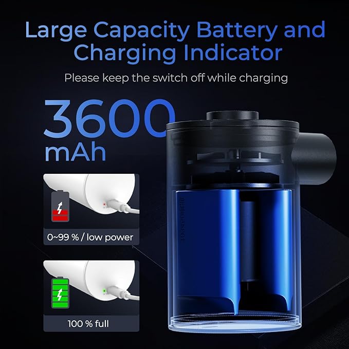 FLEXTAILGEAR MAX Pump Portable Air Pump with 3600mAH Battery USB Rechargeable Air Pump-Quick Inflate Deflate for Sleeping Pads, Air Mattress, Pool Toys, Floats, Swimming Ring, Air Bed (Orange)