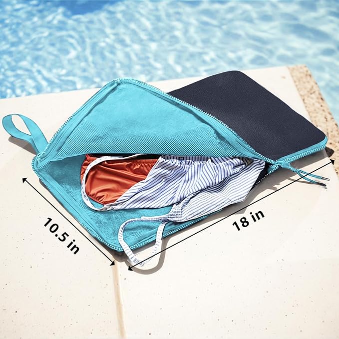 Wet Bag, Wet Dry Bag, Wet bag for swimsuit,Travel, Beach, Pool, Diapers, Dirty Yoga Gym Clothes, Waterproof Embedded Towel Wet Bag(Fleece)-Leakproof Wet Clothes Bag, Beach Travel Essentials