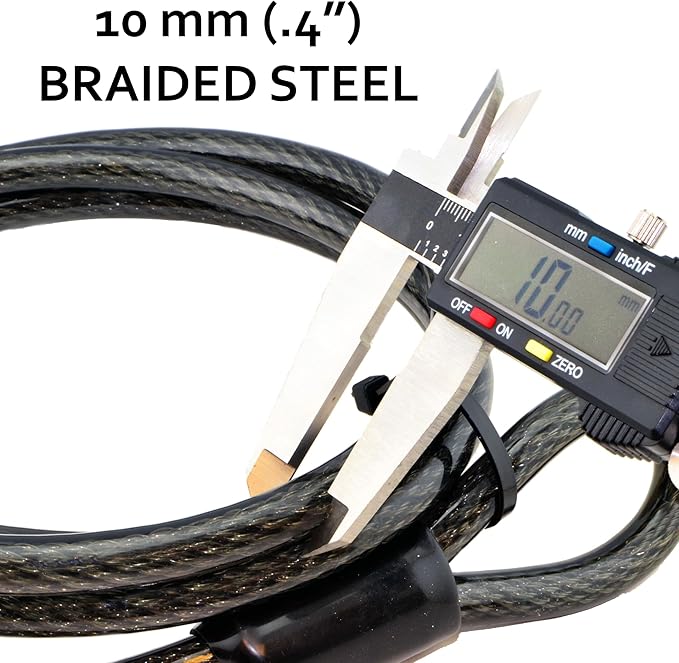 Lumintrail 10mm Heavy-Duty Security Cable, Vinyl Coated Braided Steel with Sealed Looped Ends (4', 7', 10', 15', or 30') (15-FT)