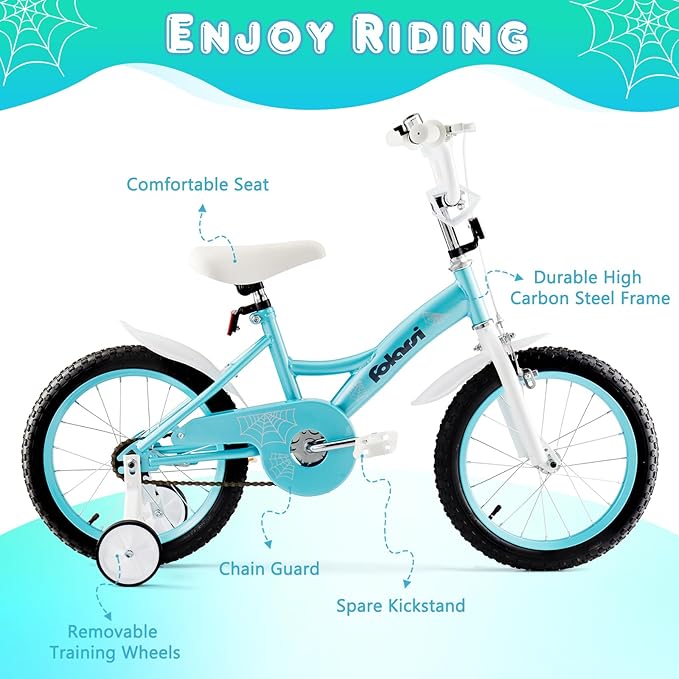 Kids Bike 14 16 18 Inch Bicycle for 3-9 Years Boys Girls Bike，Children's Bicycle with Bell Training Wheels, Multiple Colors