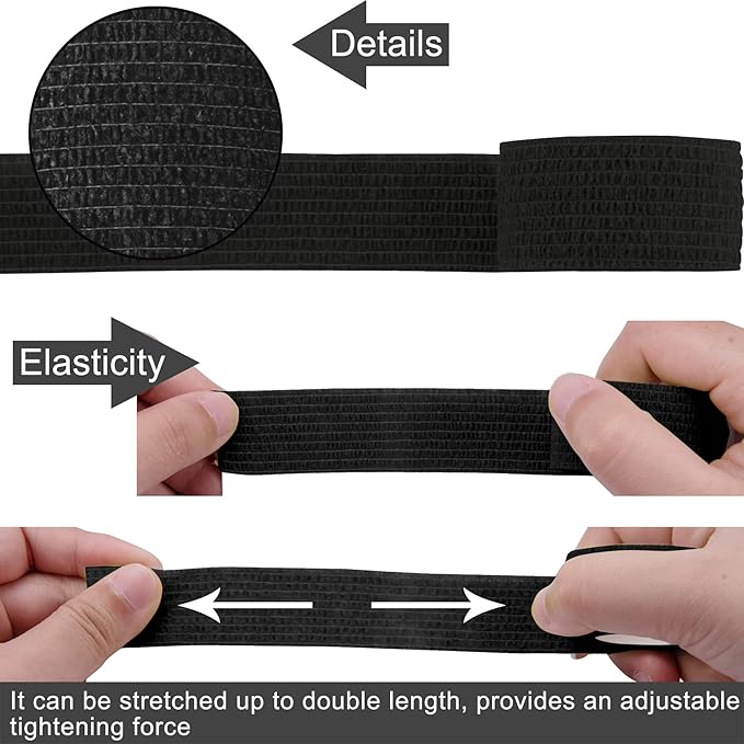 BQTQ 120 Rolls Self Adhesive Bandage Wrap 1 Inch x 5 Yards Black Athletic Tape Self Adherent Wrap Stretch Bandages Self Stick Bandage Wraps Tape for Wrist Ankle Swelling Sprains