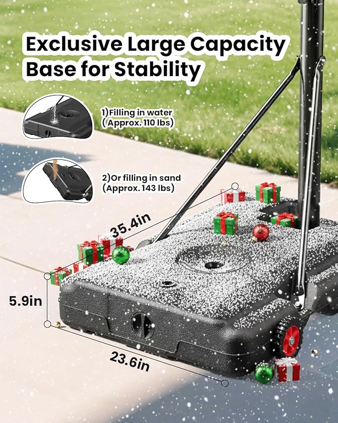 IGL Portable Basketball Hoop, 10ft Height Adjustable Basketball Goals Outdoor, 44 Inch Shatterproof Backboard Basketball Goal System for Backyard, Driveway, Court