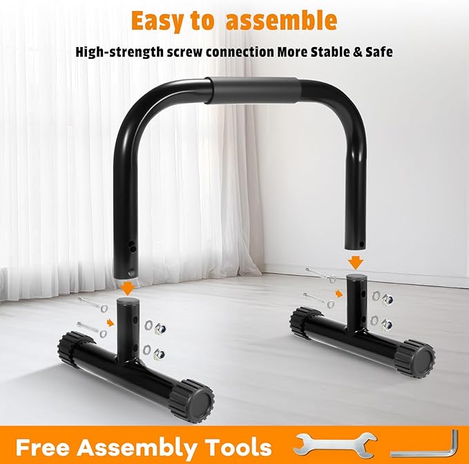 AmazeFan Parallettes Bars, 12'' High Steel Push Up Bar Strength Training For Handstands, Calisthenics Bars & Dip Bars, Calisthenic, Push Up Stands Handle for Floor Workouts Calisthenics Equipment ﻿