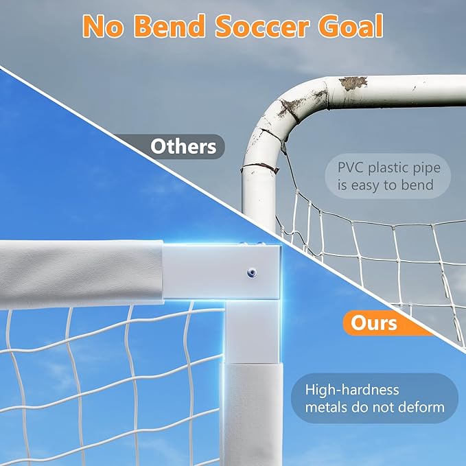 Soccer Goal for Backyard 10 x 6.5FT Metal Soccer Goal with Weatherproof Soccer Net, Durable Frame for Outdoor Training and Games
