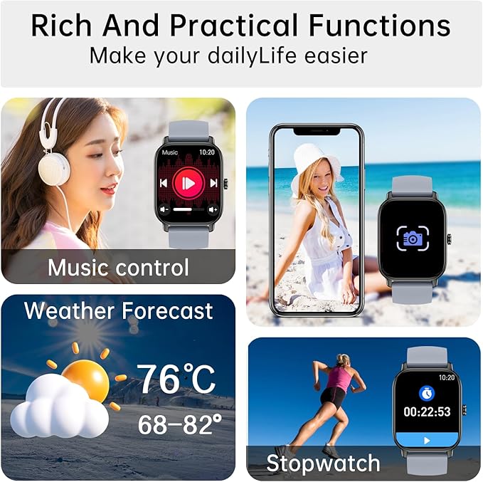 Smart Watch for Men Women Fitness: Make Answer Call Digital Mens Watches Waterproof Running Pedometer Smartwatch for Android Phone iPhone Samsung Compatible Sleep SpO2 Heart Rate Monitor Step Tracker