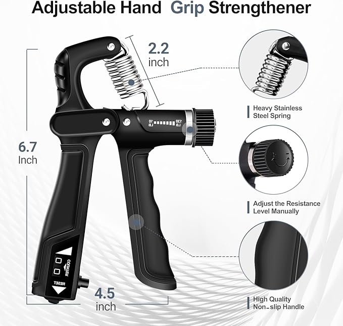 WATMAID Grip Strength Trainer Kits (5 Pack), Forearm Strengthener with Adjustable Resistance, Grip Strength Tester, Finger Strengthener, Hand Gripper Strengthener for Muscle Building Injury Recover