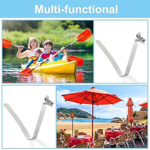 PATIKIL 11x6mm Kayak Paddle Snaps, 10 Pack Tent Pole Clips Steel V Shaped Single Pin Push Button Spring Clips Lock Tube Pole Clips for Camping Awning