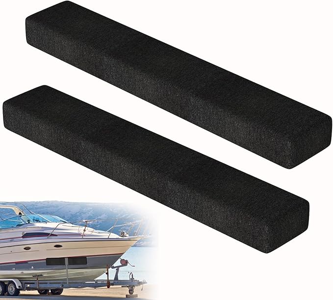 2 Pack Boat Trailer Bunks, Carpeted Bunk Boards, Black Marine Soft Carpet with Full Protection, Boat Trailer Guides for Various Boats, 2" x 4" x 24"