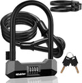 NDakter Bike Locks Heavy Duty Anti Theft，18mm Bicycle Combo U Lock with 5FT Cable, 4-Digit Resettable Combination Electric Scooter Lock with 2Keys and Bracket for Tricycle, Moped, Motorcycle(Gray)