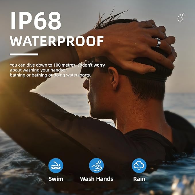 Smart Ring Health Tracker, Sleep Tracker Ring with Heart Rate, Waterproof Fitness Ring for Activity Monitoring/Steps/Distance/Calories, Air Gesture (8)