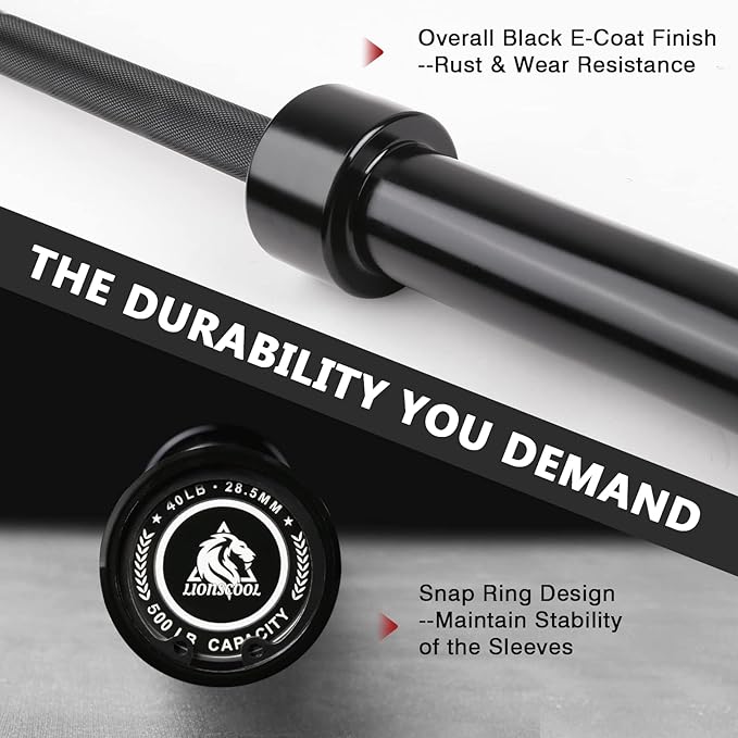 LIONSCOOL 7FT Olympic Barbell for Weightlifting, Power Lifting, 2 Inch Strength Training Bar for Squats, Deadlifts, Presses, Rows, Curls - 700lbs/1000lbs/1500lbs Capacity