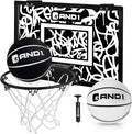 AND1 Over the Door Mini Basketball Hoop: 18x12 Shatterproof Backboard, 2 Mini Basketballs, and Hand Pump Included- Ultimate Indoor Basketball Accessory for Kids and Adults, No Tools Required