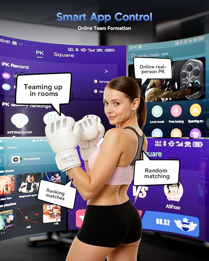 2025 Upgraded Smart Music Boxing Machine, Professional Online Boxing Lessons for Sculpting Fat Burning - 24H Standby, 160 Synced LED Lights, Wall-Mount Punching Bag for Home Gym