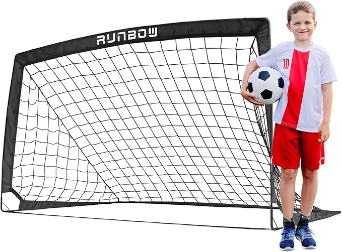 RUNBOW 5x3 ft Portable Kids Soccer Goal for Backyard Practice Soccer Net with Carry Bag