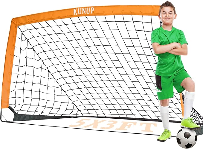 Kids Soccer Goal for Backyard, 5×3, 6×4, 9×5FT Easy Foldable Soccer Practice Net with Portable Carrying Bag for Toddler Youth Adult Soccer Training Equipment Outdoor Sports Game