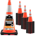 Xpose Safety 28 Inch Orange Traffic Cones with 6" & 4" Collars, 48-Pack - Multipurpose PVC Plastic Safety Cone for Parking, Soccer, Caution, Kids and Construction - DOT Approved