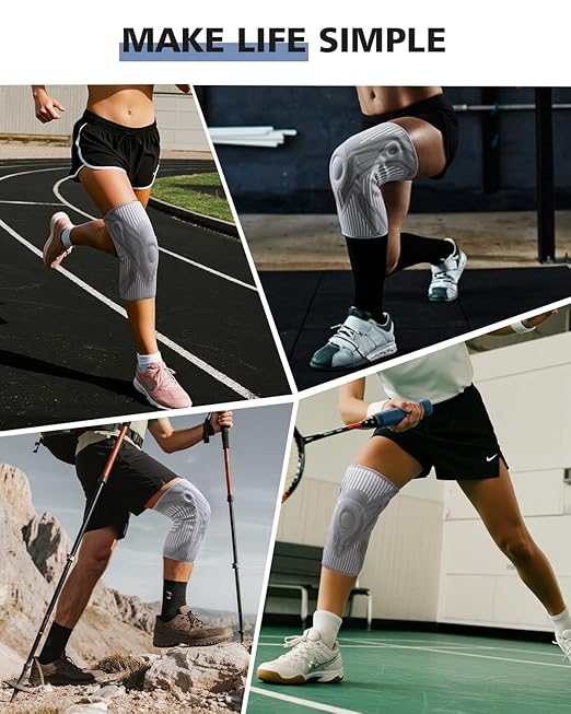 Knee Compression Sleeve, Knee Brace for Men & Women, Knee Support for Running, Basketball, Workout, Gym, Hiking, Sports, Gray, Medium