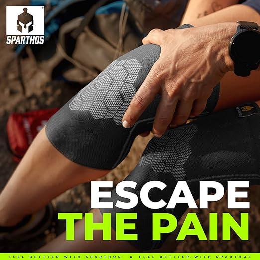 Sparthos Knee Compression Sleeves by (Pair) – Joint Protection and Support for Running, Sports, Knee Pain Relief (Midnight Black, X-Large)