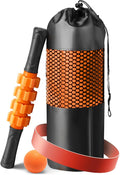5 in 1 Foam Roller Set - Trigger Point Foam Back Roller, Muscle Roller Stick, Massage Ball, Stretching Band for Deep Muscle Massage Pilates Yoga,Fitness Exercise for Whole Body Release (Pure Orange)