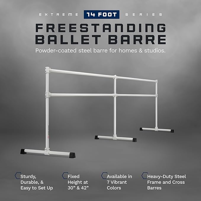 VITA Barre Portable Freestanding Double Ballet Barre, Extreme, Steel | Fixed Height, Made in USA, Home or Gym Exercise Equipment for Kids & Adults | Dance, Fitness, Pilates