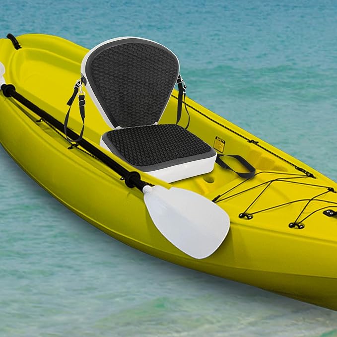 Kayak Seats,Inflatable Kayak Seat,Adjustable Boat Seat,Thicken Seat Cushion for Kayaks Padded,Cushioned Fishing Seats w/Back Support Adjustable Strap for Kayaking Canoeing Drifting (Black)