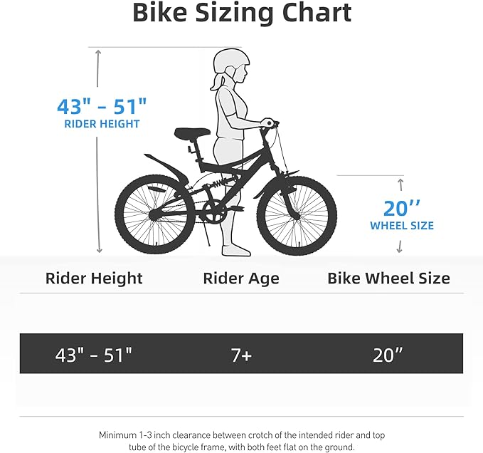 JOYSTAR 20 Inch Kids' Bike for Boys Girls Ages 7-13 Years Old, Dual-Suspension Kids Mountain Bike with Dual Handbrake & Kickstand, Multiple Colors