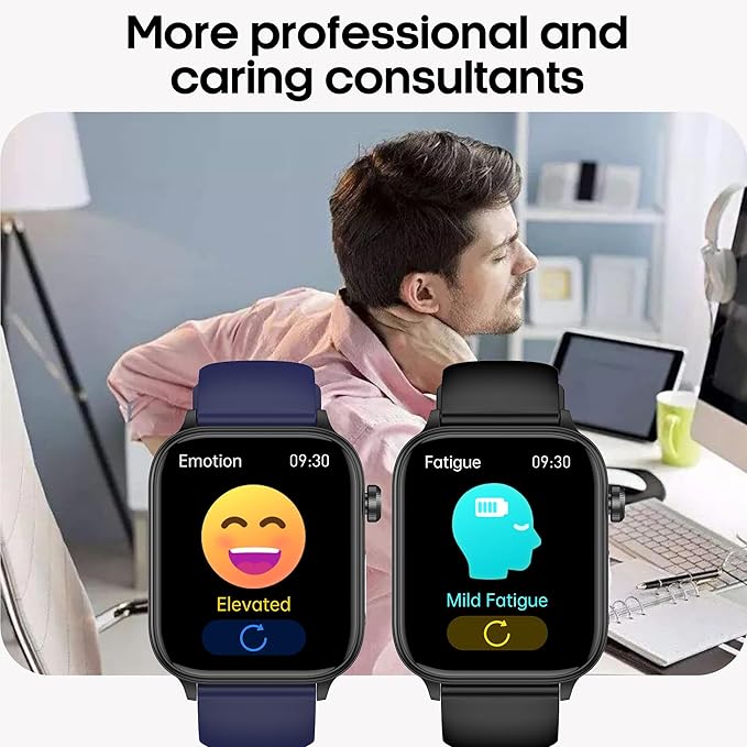 Smart Watch for Women Men (Answer/Dial) 1.96" IPS Smartwatch, 24/7 Heart Rate/Blood Oxygen/Blood Pressure/Sleep Monitor, Blood and Body Composition,100+ Sports Modes Fitness Tracker (Blue)