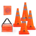 RoadHero 18 Inch 4 Pack Collapsible Traffic Safety Cones, Multi Purpose Pop-up Cones with Reflective Collar for Road Safety, Orange Cones for Driving Training, Parking Lots