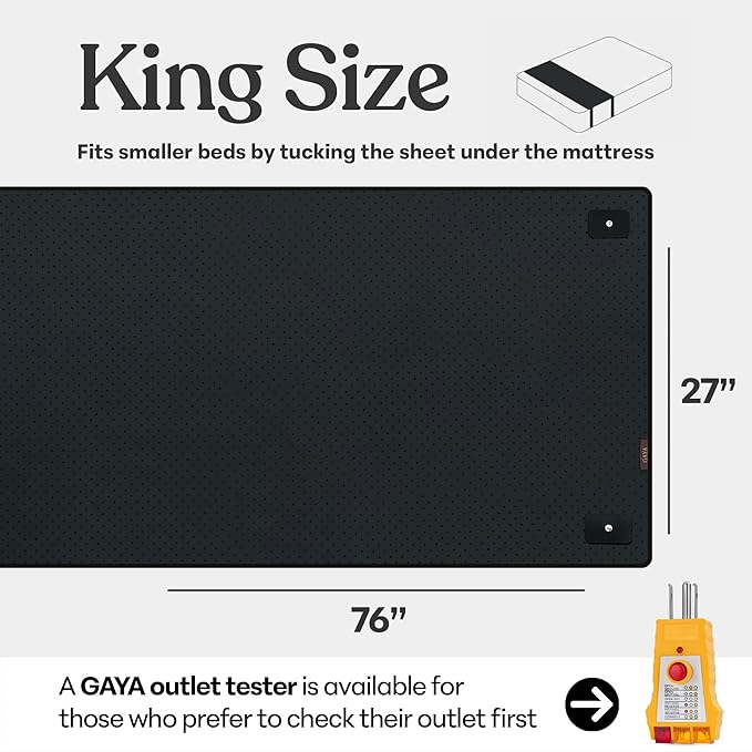 Grounding Mat for Bed King, Queen, Full Size, for Sleeping Improvement, Muscle Relaxation, Earthing Pad for Feet, Mats for Desk, Earth, Pads for Bedding, Wellness Gift