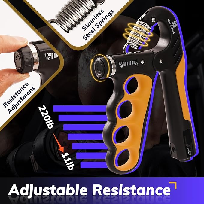 Grip Strength Trainer, Adjustable Resistance 11-220 Ibs Forearm Strengthener,Hand Grip Strengthener With Digital Counter,Improve Wrist Strength,Hand Recovery Exercises