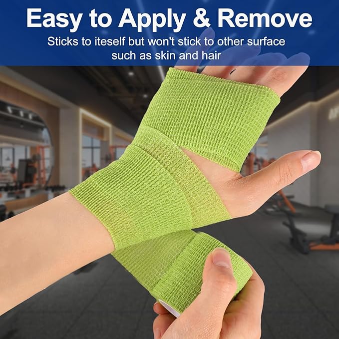 LDIWEE 24 Pack Self Adhesive Bandage Wrap 4 inch, Elastic Cohesive Bandage Wrap Vet Wrap for Dogs, Grip Tape for Athletic, Sports, Wrist, Ankle Sprains, Swelling