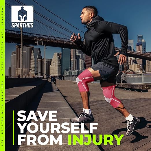 Sparthos Knee Compression Sleeves by (Pair) – Support for Sports, Running, Joint, Knee Pain Relief – Knee Brace for Men and Women – Knee Protector Stabilizer Rehab Blood Circulation Surgery (Pink-M)