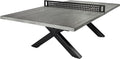 JOOLA Outdoor Table Tennis Table - Multi Use Conference Table Dining Table - Concrete Wood Look Includes Steel Outdoor Ping Pong Net Set & Frame - Hybrid Indoor Outdoor Ping Pong Table