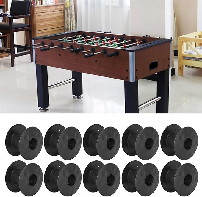 10 Pair of Foosball Machine Bushings,Threaded Structure Foosball Table Parts, Light Weight Table Football Bushings Rods, Black