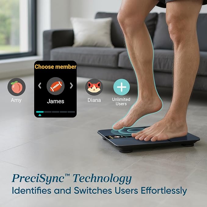 Etekcity Smart Scale for Body Weight Fat, Digital Bathroom Weighing Machine for Accurate BMI Muscle Mass Composition, Home Use Apple Health Compatible Fitness Equipment