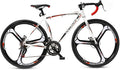 700C Wheel Road Commuter Bike, 14/21 Speed Shifter, Dual Disc Brakes Racing Bicycle with Light Aluminum Alloy Frame for Adult Men and Women