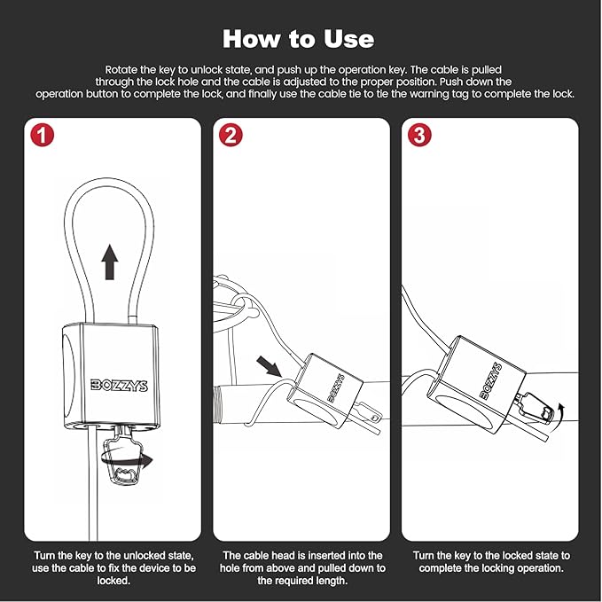 Adjustable Cable Locks with 3 Keys | L 3.28ft x D 1/6in Aluminum Steel Cable Padlock for Bikes, Gate, Lockers & Outdoor Gear | Keyed Different & Red