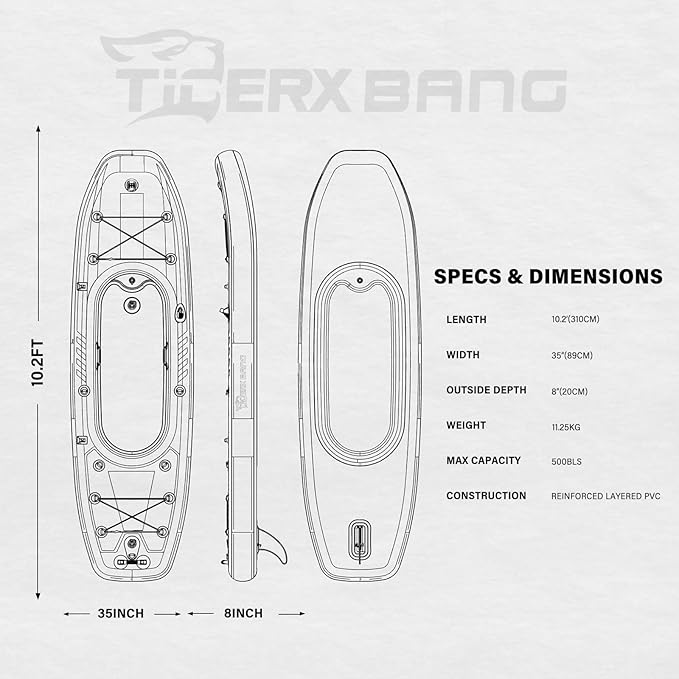 10.2'x35''x8'' Inflatable Kayak with Detachable Seat, SUP-Kayak Set Includes Hand Pump/Aluminum Oar/Backpack, Inflatable Boat for Adults/Kids | for Fishing, Touring-Purple