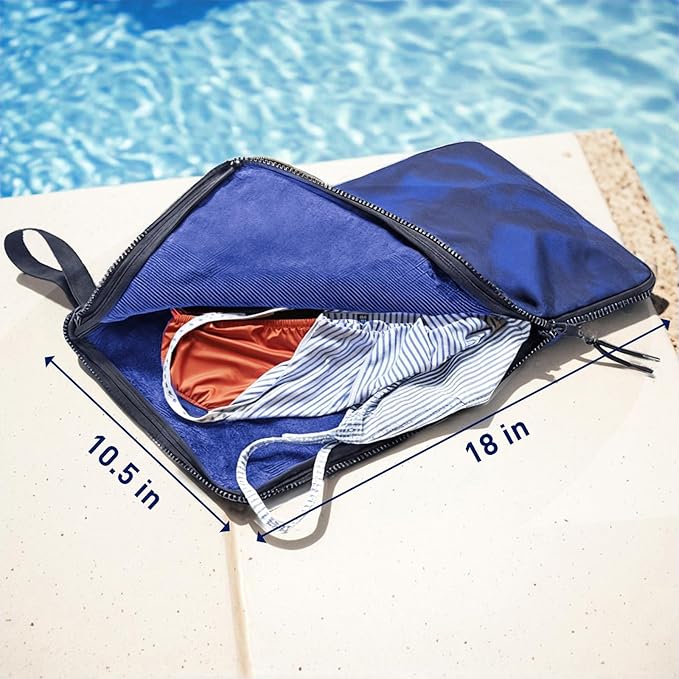 Wet Bag, Wet Dry Bag, Wet bag for swimsuit,Travel, Beach, Pool, Diapers, Dirty Yoga Gym Clothes, Waterproof Embedded Towel Wet Bag(Fleece)-Leakproof Wet Clothes Bag, Beach Travel Essentials