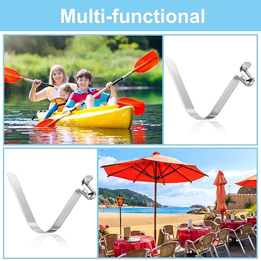 PATIKIL 8x5.5mm Kayak Paddle Snaps, 16 Pack Tent Pole Clips Steel V Shaped Single Pin Push Button Spring Clips Lock Tube Pole Clips for Camping Awning
