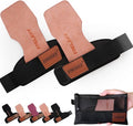Frelaxy Lifting Wrist Straps Women and Men, Weight Lifting Grips with Cushion Wrist Loop, Double Layer Leather and Storage Pouch, Gym Workout Straps for Deadlift and Powerlifting