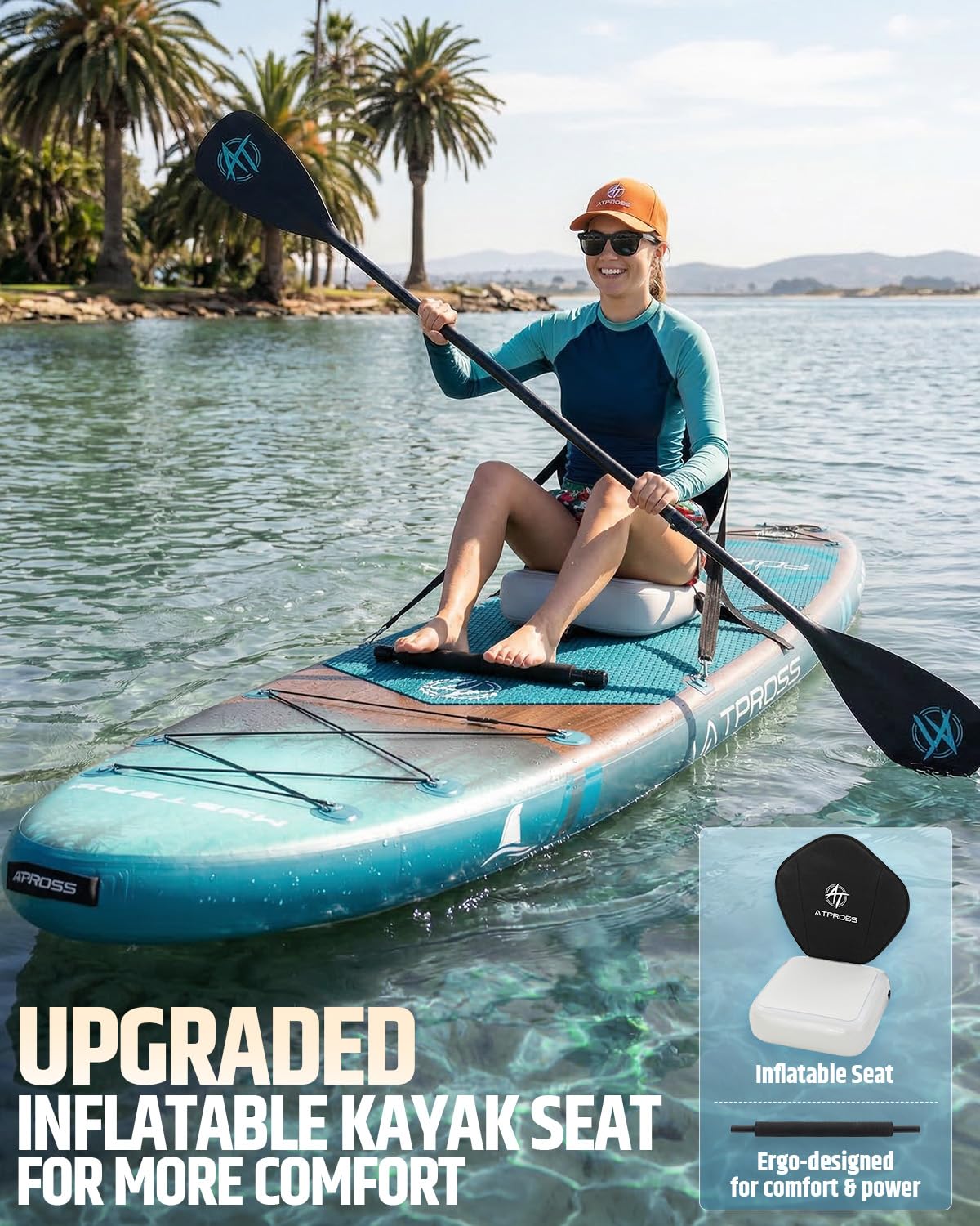 ATPROSS 12'x36 Inflatable Stand Up Paddle Board with Seat, 500lbs Wide SUP
