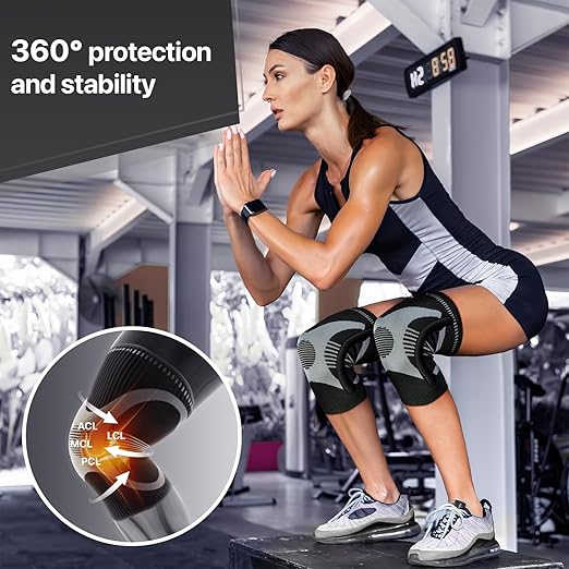 DR. BRACE ELITE Knee Brace with Size Stabilizer (2 Pack) Knee Brace for Women & Men, Workout, Sports, Daily Knee Compression Sleeve for Maximum Knee Pain Support & Fast Recovery (Mercury, Medium)